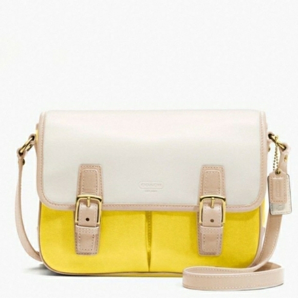 COACH Park Colorblock Yellow and White Leather Crossbody Messenger Bag - Picture 14 of 14